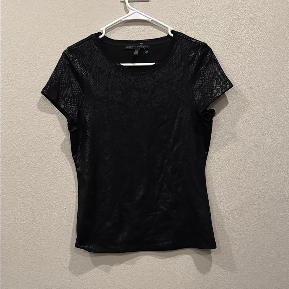 White House Black Market Black Short Sleeve Snake Print Top size small